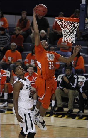 BGSU's Cameron Black (35) shares similar numbers with fellow big man Richaun Holmes, including their minutes per game as Black averages 19.8 and Holmes 18.3. Holmes averages 5.3 points and 4.8 rebounds per game, while Black contributes 3.4 points and 3.8 rebounds.