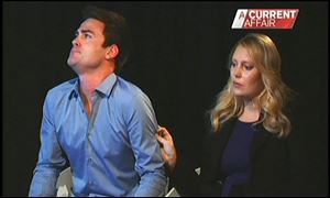 Australian radio DJs Michael Christian, left, and Mel Greig appear during an interview with Australia's Channel Nine on Dec. 10.