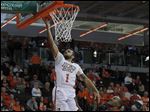  BGSU's Jordon Crawford steals the ball and lays it in for two.