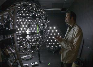 University of Southern California Institute for Creative Technologies, associate director for graphics research, Paul Debevec, explains the Lighting Stage X, a LED-filled sphere used to help create realistic virtual characters at the Graphics Lab in Playa Vista area of Los Angeles.