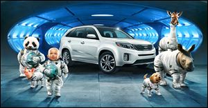 In the Hyundai  Super Bowl advertisement, Kia invents a fanciful way that babies are made, blasting in from a baby planet in its 