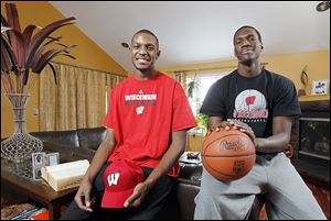 Bowling Green’s Vitto Brown, left, and Whitmer’s Nigel Hayes will be teammates next season at Wisconsin. Brown has a 3.8 grade-point average, while Hayes has a 4.1 GPA and is in the top 10 in his class. The 6-foot-8 Brown has scored 1,020 career points, while the 6-7 Hayes has 1,232.