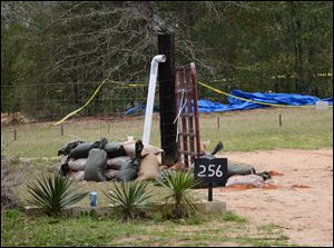 This photo shows the pipe FBI agents and Dale County negotiators used to communicate with Jimmy Lee Dykes while he held a 5-year-old boy hostage in a bunker on his Midland City, Ala. property for a week. 