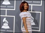  Rihanna at the 53rd annual Grammy Awards in Los Angeles.