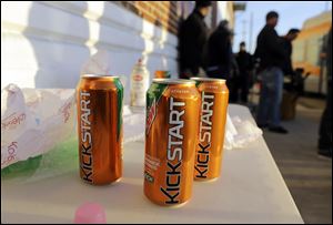 PepsiCo product Kickstart, a carbonated drink that is part juice with Mountain Dew flavor, is shown.