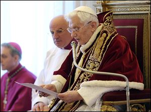 Citing his declining health, Pope Benedict XVI, 85, announces during a meeting of Vatican cardinals that he will resign effective Feb. 28. A Vatican spokesman said a new pope will likely be chosen in time for Easter.