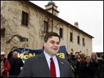  Toledo City Council President Joe McNamara smiles and his supporters applaud as he announces his decision to run for mayor of Toledo during a news conference in front of the Toledo fire department's closed Station 3.