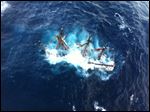  The HMS Bounty, a 180-foot sailboat, sunk in the Atlantic Ocean during Hurricane Sandy approximately 90 miles southeast of Hatteras, N.C., Monday, Oct. 29.