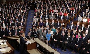 President Obama tells the joint session of Congress that the state of the union is stronger after a grueling recession and a grinding war.