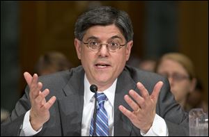 Jacob Lew, President Obama's choice to be treasury secretary, testifies on Capitol Hill in Washington, earlier this month.