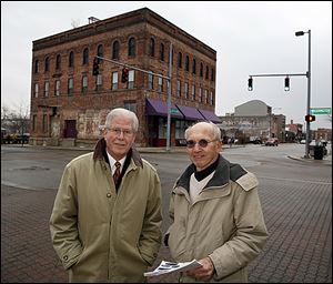 Richard Rideout, left, and Bob Seyfang  are proposing zoning regulations, design standards, and an architectural review committee to protect the Warehouse District.