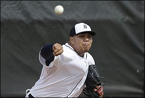 Tigers' reliever Bruce Rondon throws during a spring training workout in Lakeland, Fla. this week. The 22-year-old may be the team's closer this season.