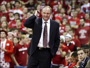 Ohio State coach Thad Matta watches the second half against Wisconsin on Sunday in Madison, Wis. The 20th-ranked Badgers shot 53 percent from the field, their best performance of the season, to rout No. 13 Ohio State 71-49.
