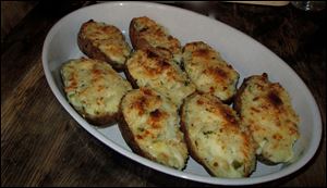 Finished Twice-Baked Gruyere Potatoes with Lots of Green Onions from Roots by Pittsburgh native Diane Morgan.