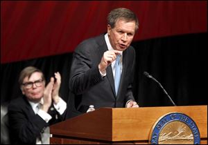Ohio Gov. John Kasich gives his State of the State address at the Veteran's Memorial Civic & Convention Center in Lima, Ohio.
