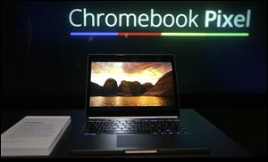 The Google Chromebook Pixel laptop computer is shown at an announcement in San Francisco today.