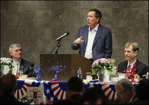 Ohio Governor John Kasich speaks at the Lucas County Republican Party Lincoln Day Dinner tonight at the Premier Banquet Hall in Toledo.