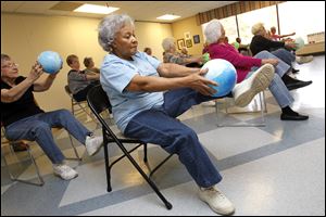 Marianne Payne works out with others recently at the Prime Movers dance exercise program at Pelham Manor.