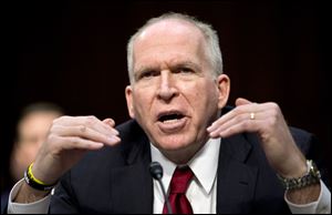 CIA Director nominee John Brennan testifies on Capitol Hill in Washington during his confirmation hearing before the Senate Intelligence Committee in February.