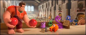 A scene from the animated film 'Wreck-it Ralph' featuring the voice of John C. Reilly as Ralph, left.