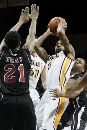 Toledo guard Rian Pearson shoots inside the paint during the first half Tuesday.