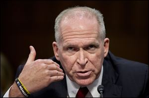 CIA Director nominee John Brennan, testifies before a Senate Select Intelligence Committee confirmation hearing on Capitol Hill in Washington.