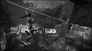 A scene from the video game Tomb Raider.