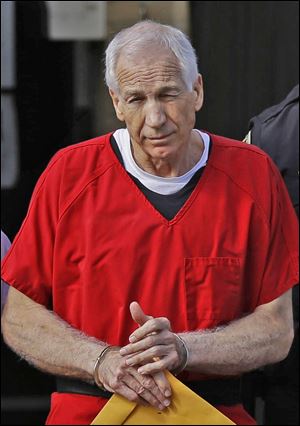 Former Penn State University assistant football coach Jerry Sandusky  was sentenced to at least 30 years in prison, effectively a life sentence, in the child sexual abuse scandal that brought shame to Penn State.