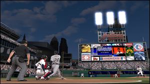 A screen shot showing the Detroit Tigers vs. the Cleveland Indians from MLB 13: The Show.