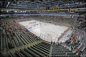 A crowd of 2,460 was on hand for Sunday’s Midwest regional championship game between St. Cloud State and Miami, just 33 percent capacity of the 7,431-seat Huntington Center.