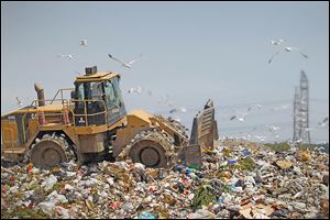 Toledo bought 30,000 tons of Nu-Soil for the Hoffman Road Landfill, but it has been using a spray for cover instead. Nu-Soil is made of dredge material, spent lime, and sewer-plant sludge.