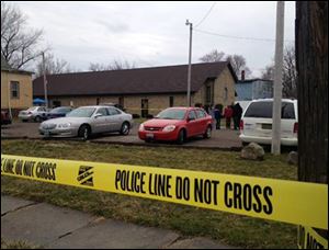 This image provided by WKYC, Channel 3, shows the scene outside a church in Ashtabula, Ohio, on Sunday.
