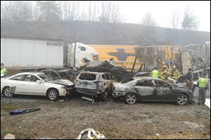 A 95-vehicle pileup on Interstate 77 near the Virginia-North Carolina border in Galax, Va. killed three people and injured more than 20. 