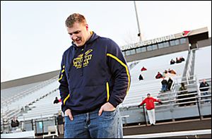 Ben Pike waits to be introduced during UT’s scrimmage at Mentor, Pike’s alma mater.
