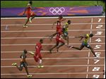  Jamaica's Usain Bolt, right, crosses the finish line to win the men's 100-meter final race during the athletics competition in the Olympic Stadium at the 2012 Summer Olympics, London, last August.