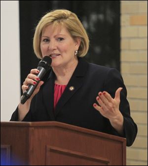 Teresa Fedor spoke at the 10th annual Yell & Tell rally in Sylvania Sunday.