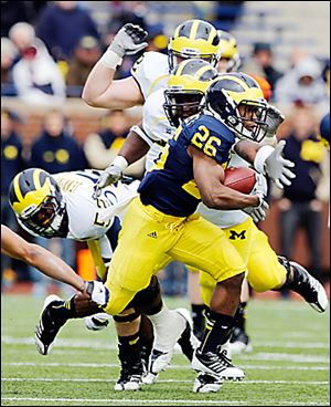 Dennis Norfleet split time in the Michigan backfield during the spring game.