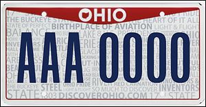 The new ‘Ohio Pride’ vehicle license plate is chock-filled with slogans that you can’t read unless you’re up close.