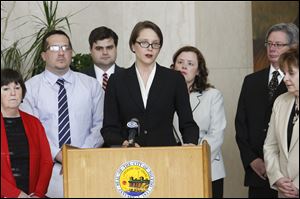 Toledo Municipal Court Judge Michelle Wagner called for the establishment of a domestic violence docket for Toledo Municipal Court during a press conference Tuesday at One Government Center.