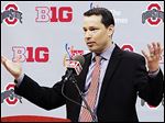  OSU women's basketball coach Kevin McGuff answers questions during a news conference on Wednesday.