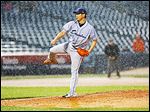  Columbus pitcher Daisuke Matsuzaka struggled with his command, walking eight Mud Hens batters.
