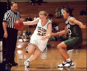 Kim Knuth is the MAC’s all-time leading scorer (2,509 points) for both men’s and women’s basketball. She also ranks first in steals (368) and field goals made (899).