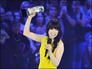 Carly Rae Jepsen receives the Juno for Album of the Year  on Sunday.