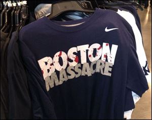 Nike has pulled from the market T-shirts emblazoned with the words 'Boston Massacre' in the aftermath of last week's bombing. The “Boston Massacre” phrase has been used to describe a pivotal late-season sweep by the Yankees of the rival Boston Red Sox in 1978. That season culminated in a World Series championship for the Yankees.