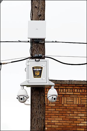 A police security camera similar to this one failed to record the vandalism at the Leverette school site.