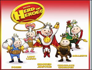 The Smith's Dairy's mobile application game features five superhero bovine characters that have special skills for fighting evil.