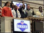  Top NFL draft prospects participated in the closing bell ceremonies Wednesday at the New York Stock Exchange. If projections hold true,  tonight could be the first time since 1953 the Big Ten didn’t have a first-round selection.