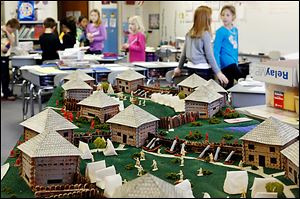 Second-grade students at Fort Meigs Elementary in Perrysburg created models of Fort Meigs for display in the fort’s museum.
