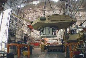 This undated  file photo shows the production of an Abrams tank in Lima, Ohio.