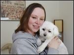  Raynae Sicotte of Perrysburg holds 7-year-old Maltese Sugar Baby, who was diagnosed with immune-mediated hemolytic anemia.